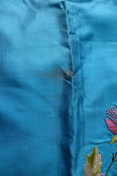 Blue Silk Embroidered Unstitched Suit- New