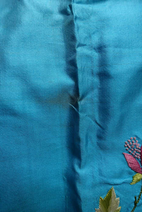 Blue Silk Embroidered Unstitched Suit- New