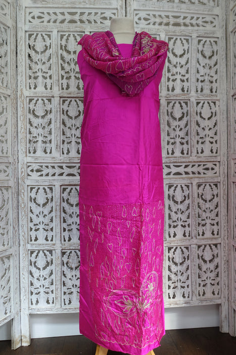 Hot Pink Silk Vintage Unstitched Suit - New
