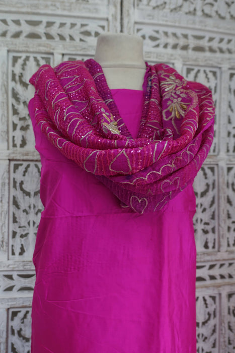 Hot Pink Silk Vintage Unstitched Suit - New