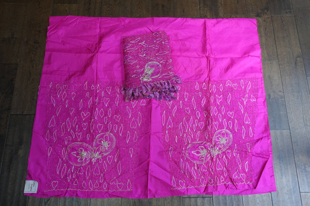 Hot Pink Silk Vintage Unstitched Suit - New