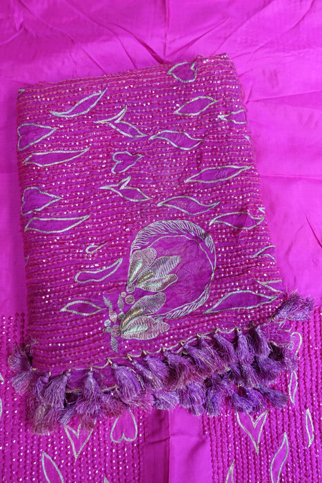 Hot Pink Silk Vintage Unstitched Suit - New