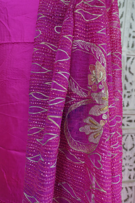 Hot Pink Silk Vintage Unstitched Suit - New
