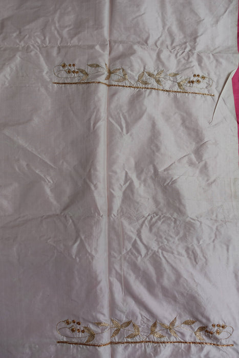 Rose Pink And Cream Vintage Pure Silk Unstitched Suit - New
