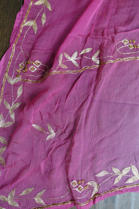 Rose Pink And Cream Vintage Pure Silk Unstitched Suit - New