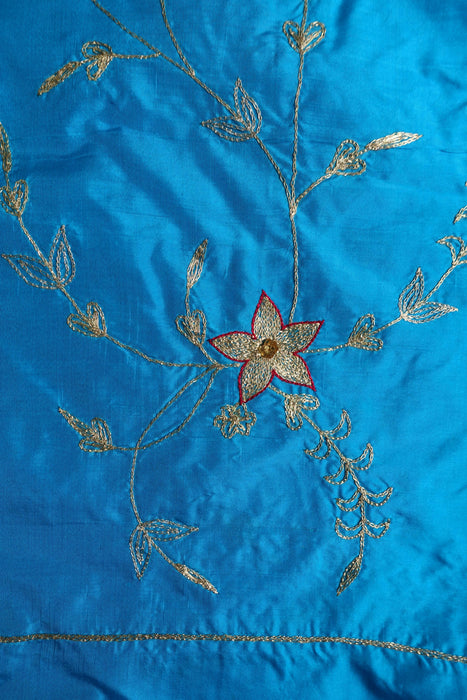Peacock Blue Silk Vintage Unstitched Suit-  New