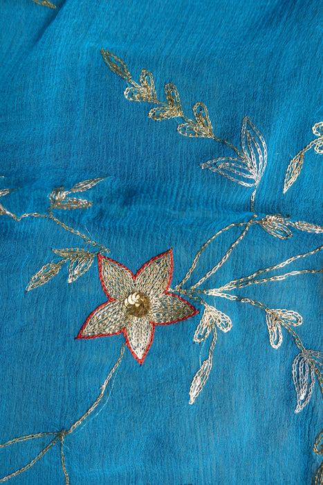 Peacock Blue Silk Vintage Unstitched Suit-  New