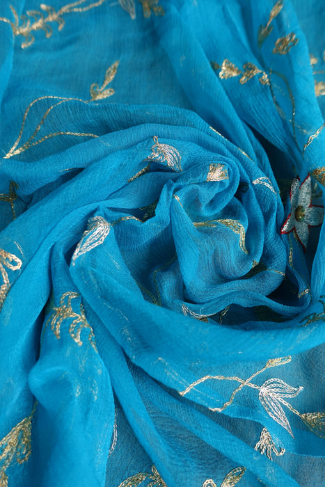 Peacock Blue Silk Vintage Unstitched Suit-  New
