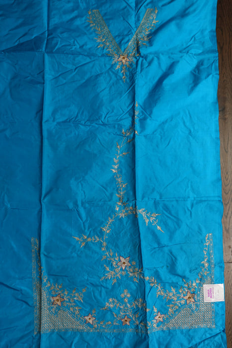 Peacock Blue Silk Vintage Unstitched Suit-  New