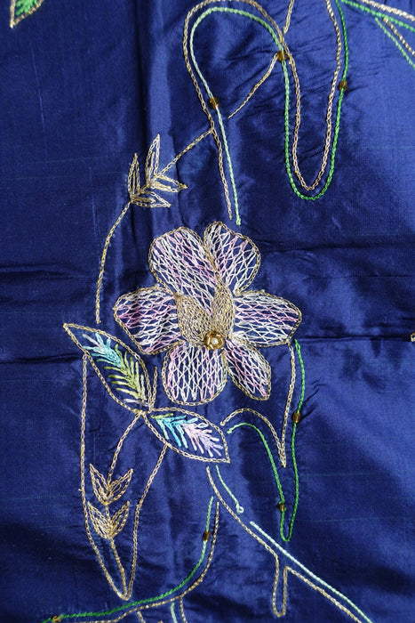 Light Blue And Dark Blue Vintage Silk Suit - New