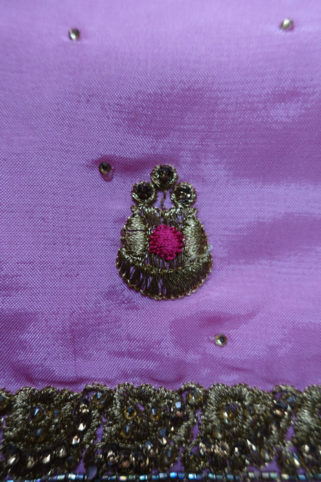 Pink And Plum Chanderi Silk Suit With Matching Dupatta - New