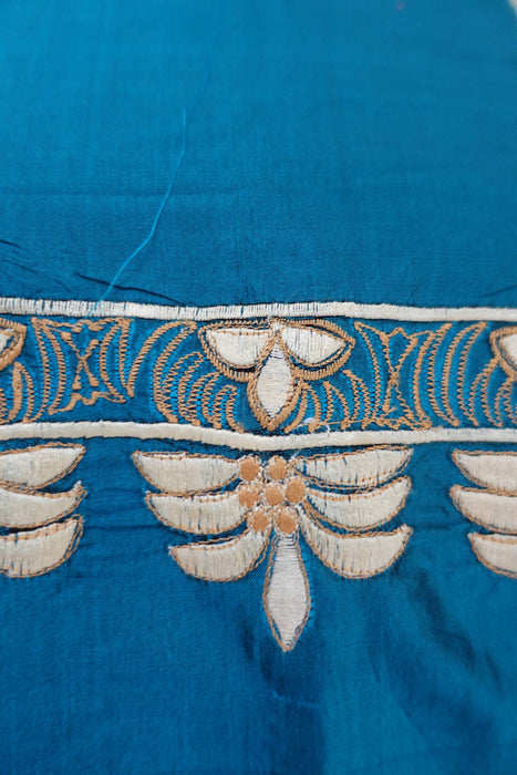 Blue Vintage Silk Unstitched Embroidered Suit - New