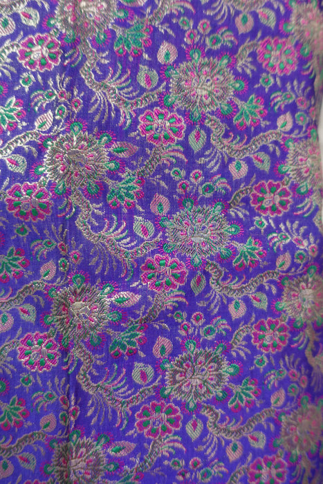 Purple Brocade And Silk 2 Piece Fabric - 4 Metres