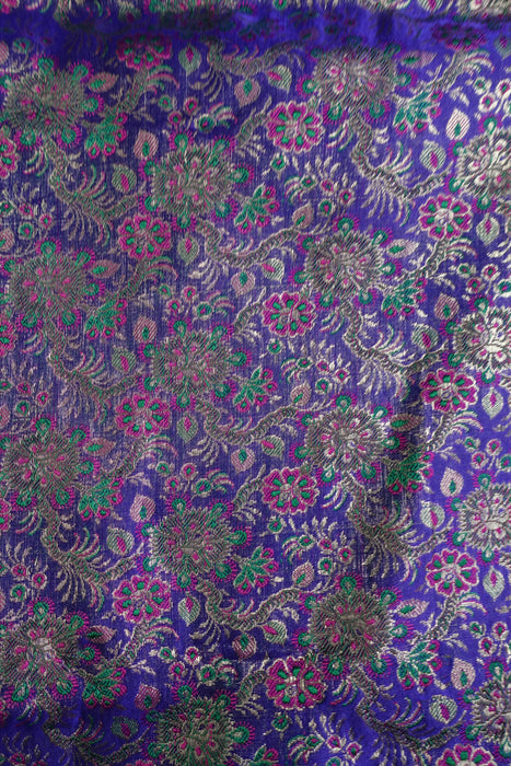 Purple Brocade And Silk 2 Piece Fabric - 4 Metres