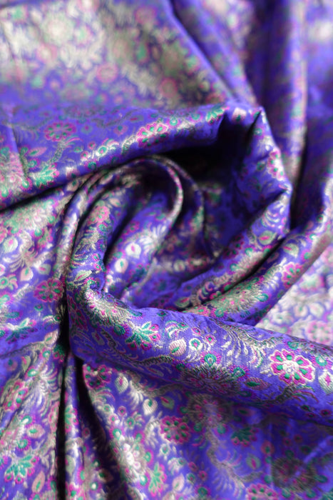 Purple Brocade And Silk 2 Piece Fabric - 4 Metres