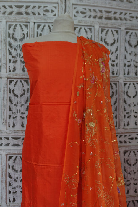 Bright Orange Vintage Pure Silk Suit - New