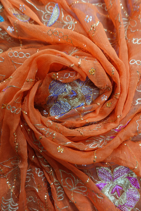 Bright Orange Vintage Pure Silk Suit - New