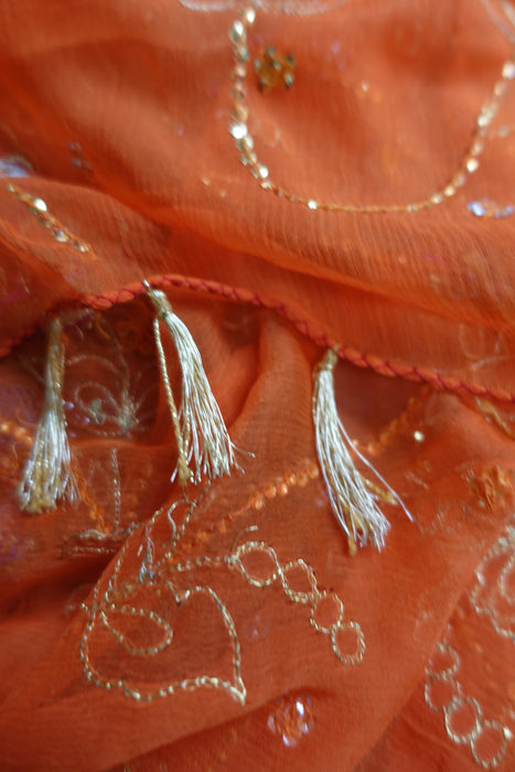 Bright Orange Vintage Pure Silk Suit - New