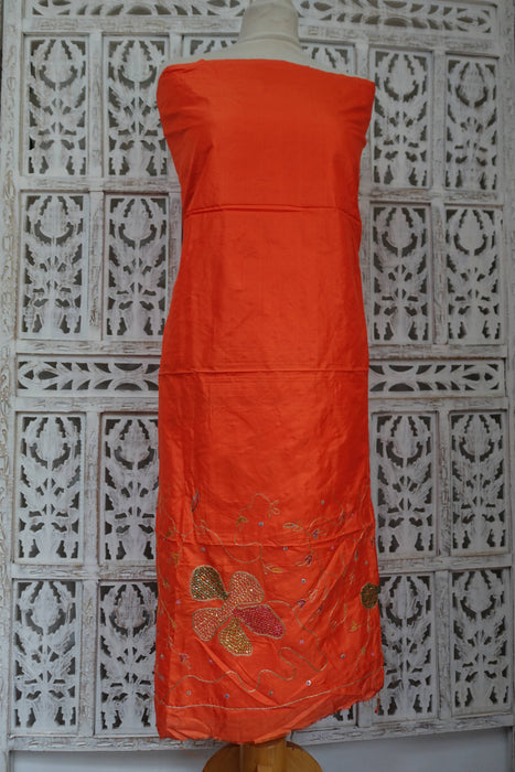 Bright Orange Vintage Pure Silk Suit - New