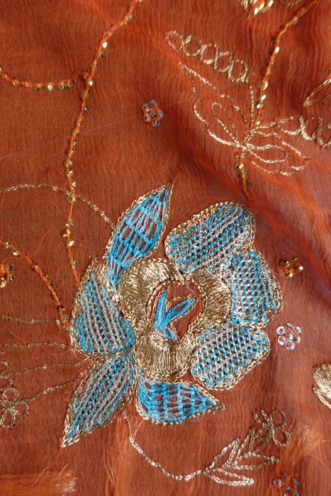 Bright Orange Vintage Pure Silk Suit - New