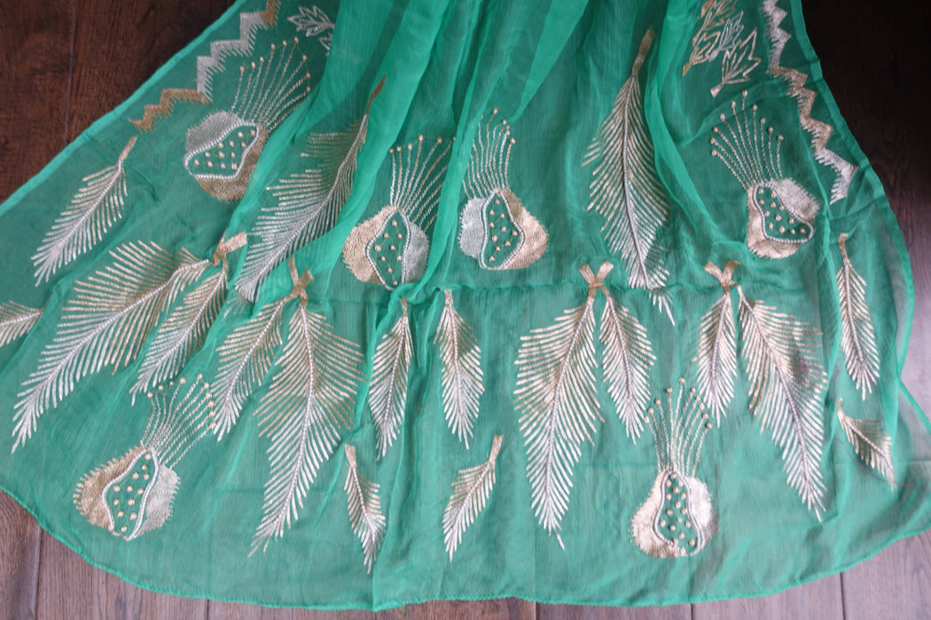 Light Mint Green Pure Silk Suit With Matching Dupatta - New