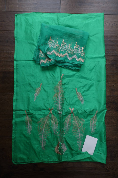 Light Mint Green Pure Silk Suit With Matching Dupatta - New