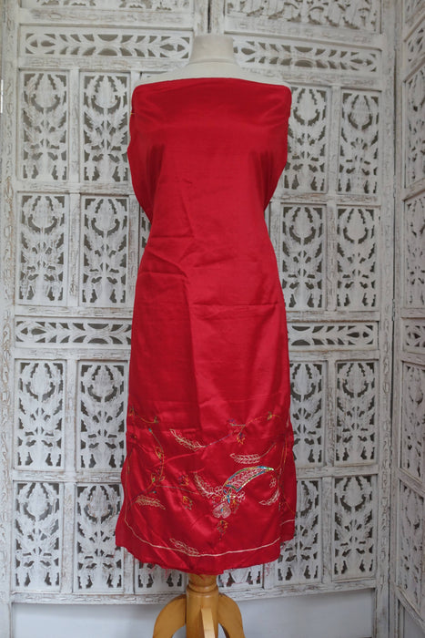 Red Crepe Unstitched Suit Vintage
