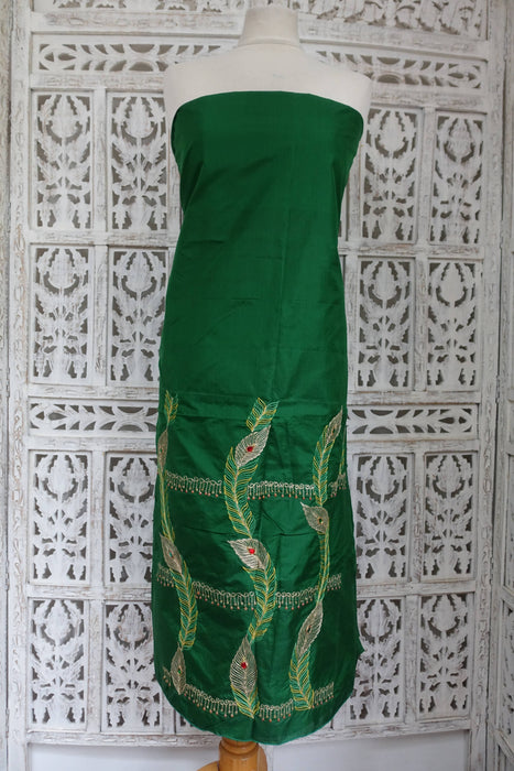 Green Pure Vintage Silk Unstitched Suit - New