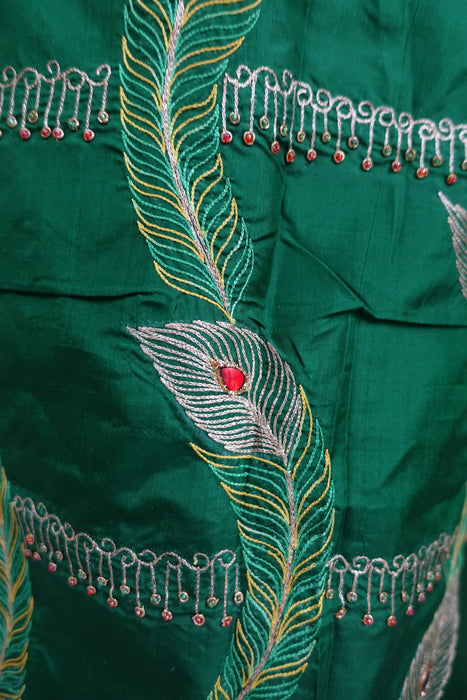 Green Pure Vintage Silk Unstitched Suit - New