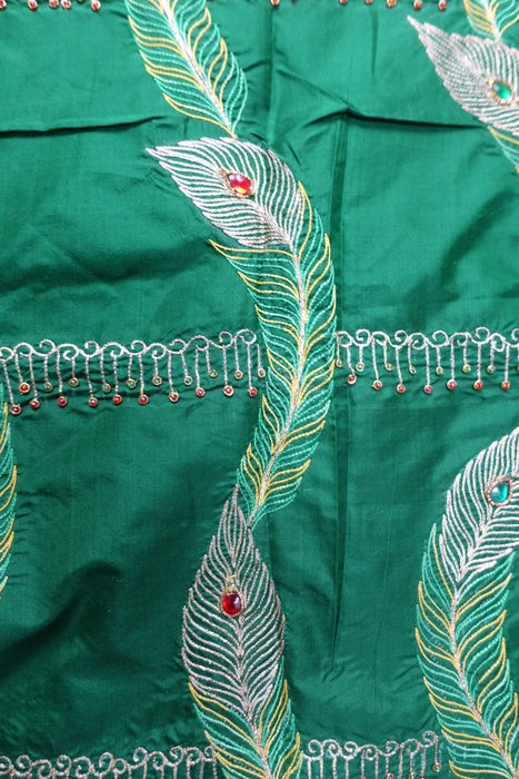 Green Pure Vintage Silk Unstitched Suit - New