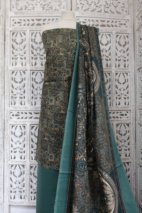 Green Woven Winter Unstitched Suit - 5-6 Metres