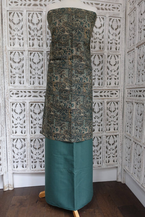 Green Woven Winter Unstitched Suit - 5-6 Metres