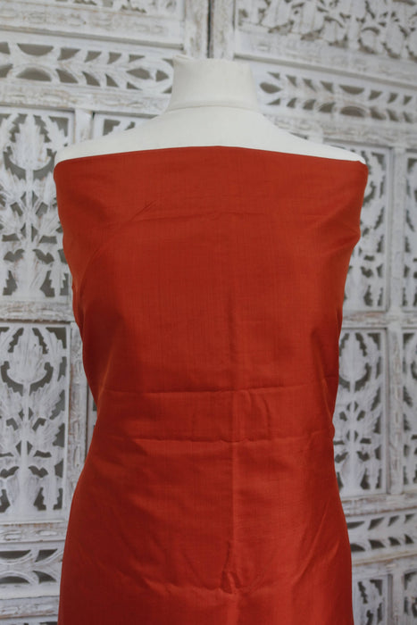 Vintage Pure Rusty Orange Fine Silk Fabric - 4-5 Metres