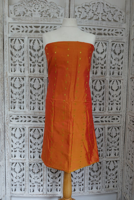 Orange Toned Silk Blend Fabric - New