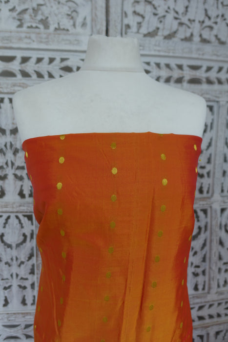 Orange Toned Silk Blend Fabric - New