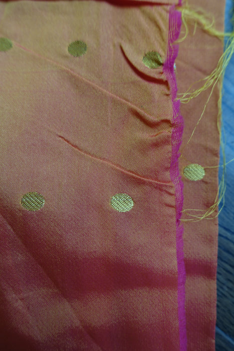 Orange Toned Silk Blend Fabric - New