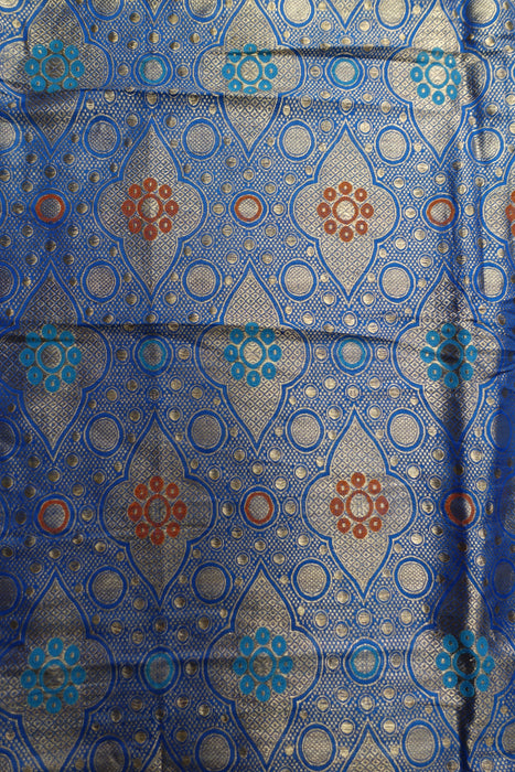 Royal Blue Vintage Banarsi Silk Fabric Unstitched Suit - New