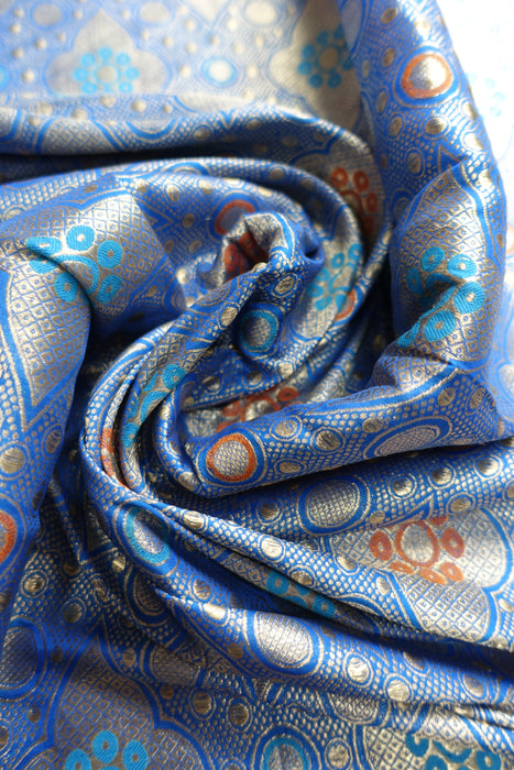 Royal Blue Vintage Banarsi Silk Fabric Unstitched Suit - New