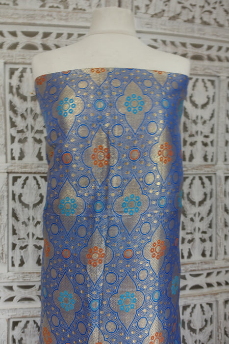 Royal Blue Vintage Banarsi Silk Fabric Unstitched Suit - New