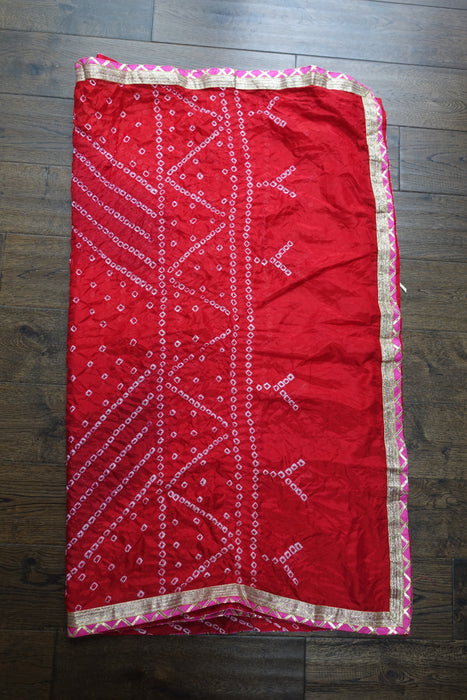 Red Bandhani Print Gota Worked Suit - New