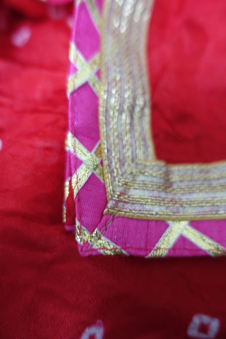 Red Bandhani Print Gota Worked Suit - New