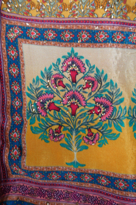 Plum Printed Crepe Unstitched Suit