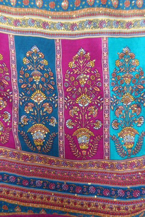 Plum Printed Crepe Unstitched Suit