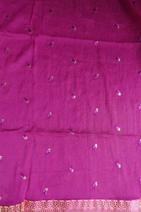 Plum Printed Crepe Unstitched Suit