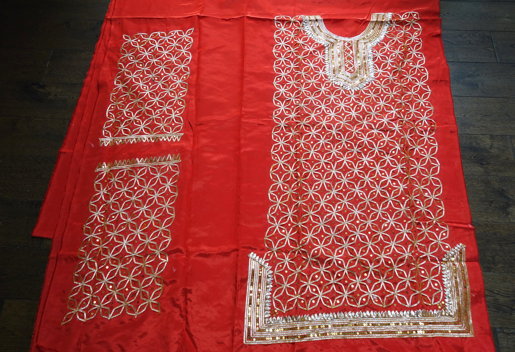 Red Vintage Wedding Suit And Dupatta - New