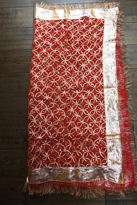 Red Vintage Wedding Suit And Dupatta - New