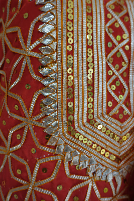 Red Vintage Wedding Suit And Dupatta - New