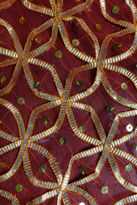 Red Vintage Wedding Suit And Dupatta - New