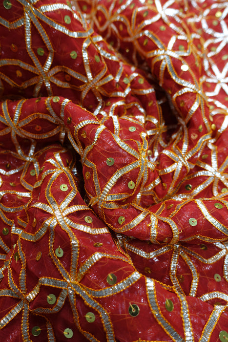 Red Vintage Wedding Suit And Dupatta - New