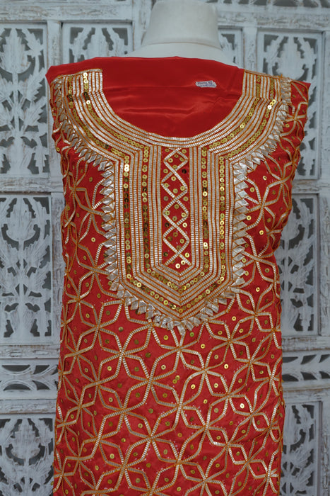 Red Vintage Wedding Suit And Dupatta - New